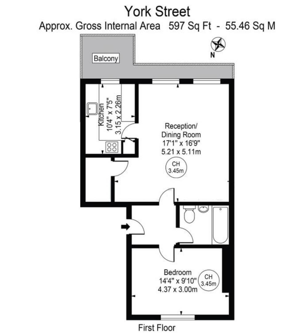 Floorplan for York Street, Marylebone, W1U