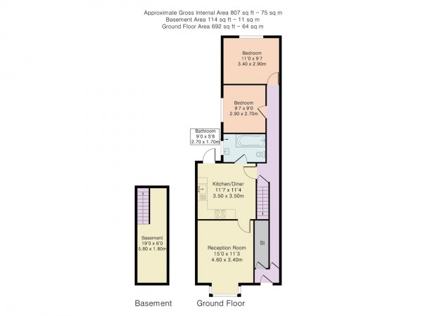 Floorplan for Dyson Road, Leytonstone, London, E11
