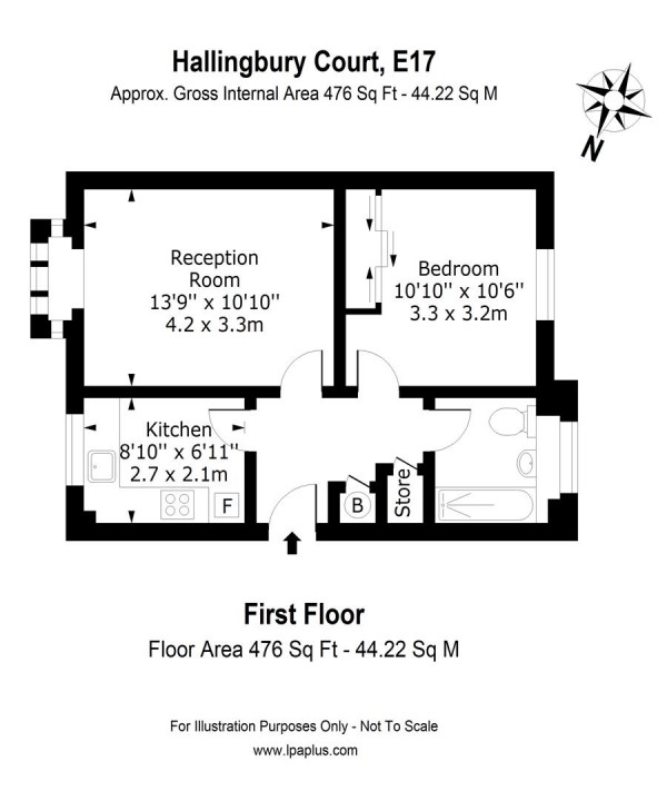 Floorplan for Hallingbury Court, Forest Road, Walthamstow, London, E17
