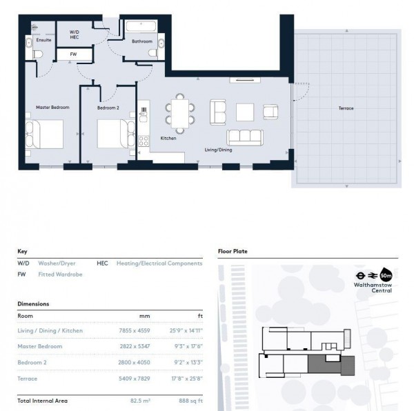Floorplan for Gateway Apartments, Station Approach, Hoe Street, Walthamstow, London, E17