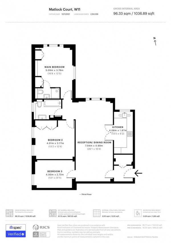 Floorplan for Matlock Court, Kensington Park Road, London, W11 3BS