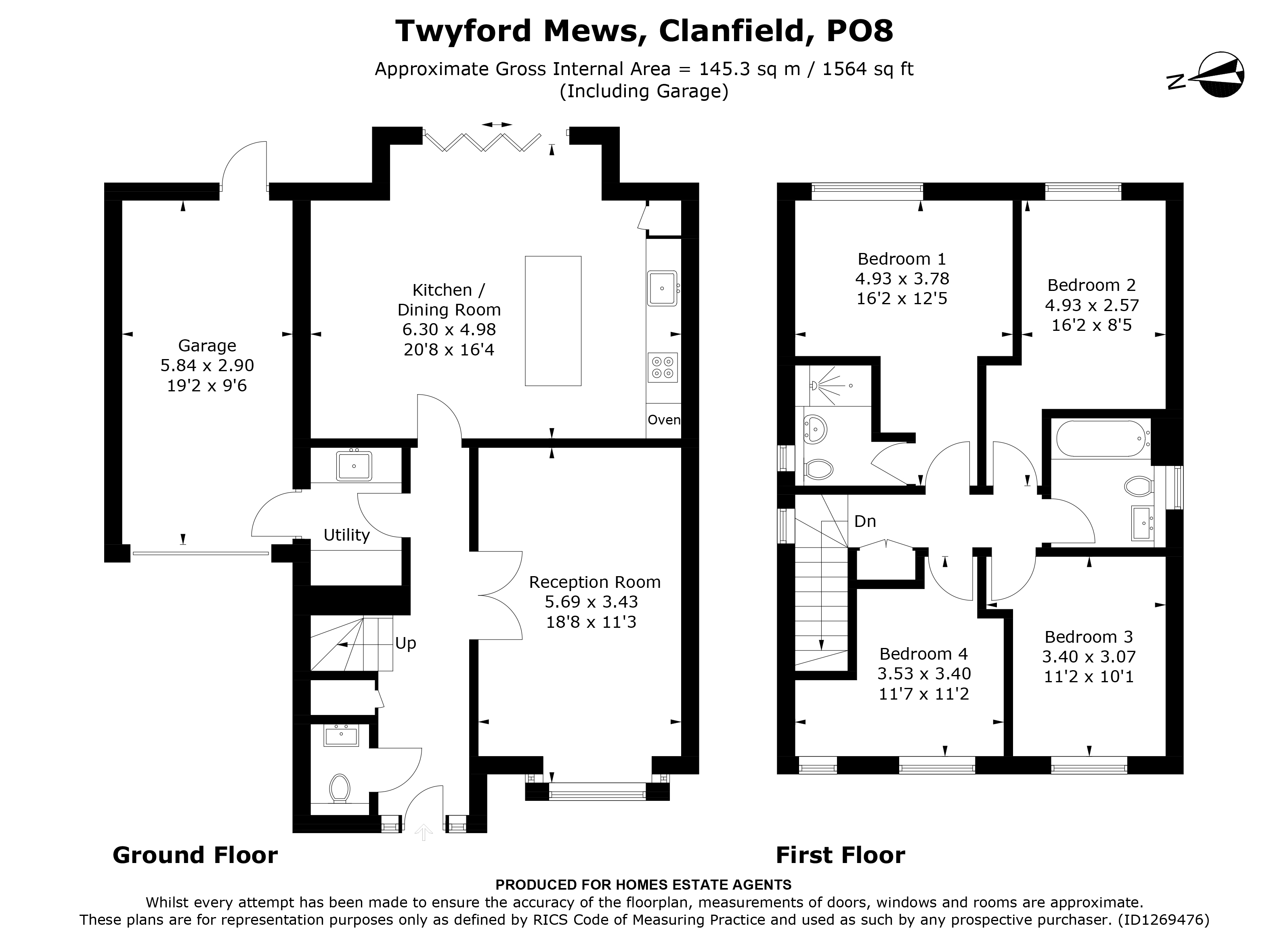 Floorplan for South Lane, Clanfield, Hampshire
