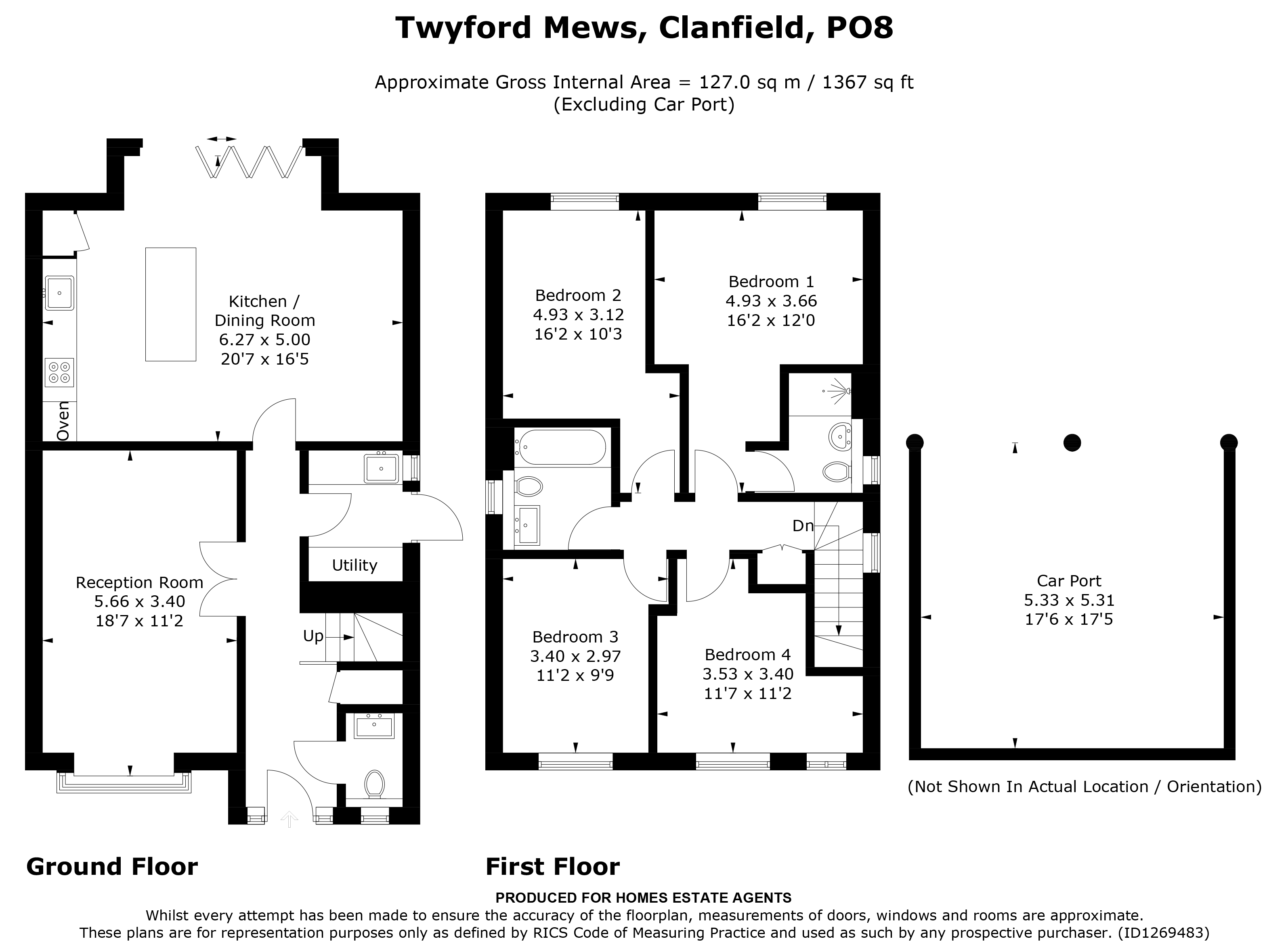 Floorplan for South Lane, Clanfield, Hampshire