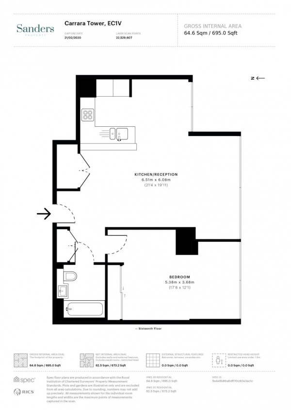 Floorplan for Bollinder Place, Islington, London, EC1V