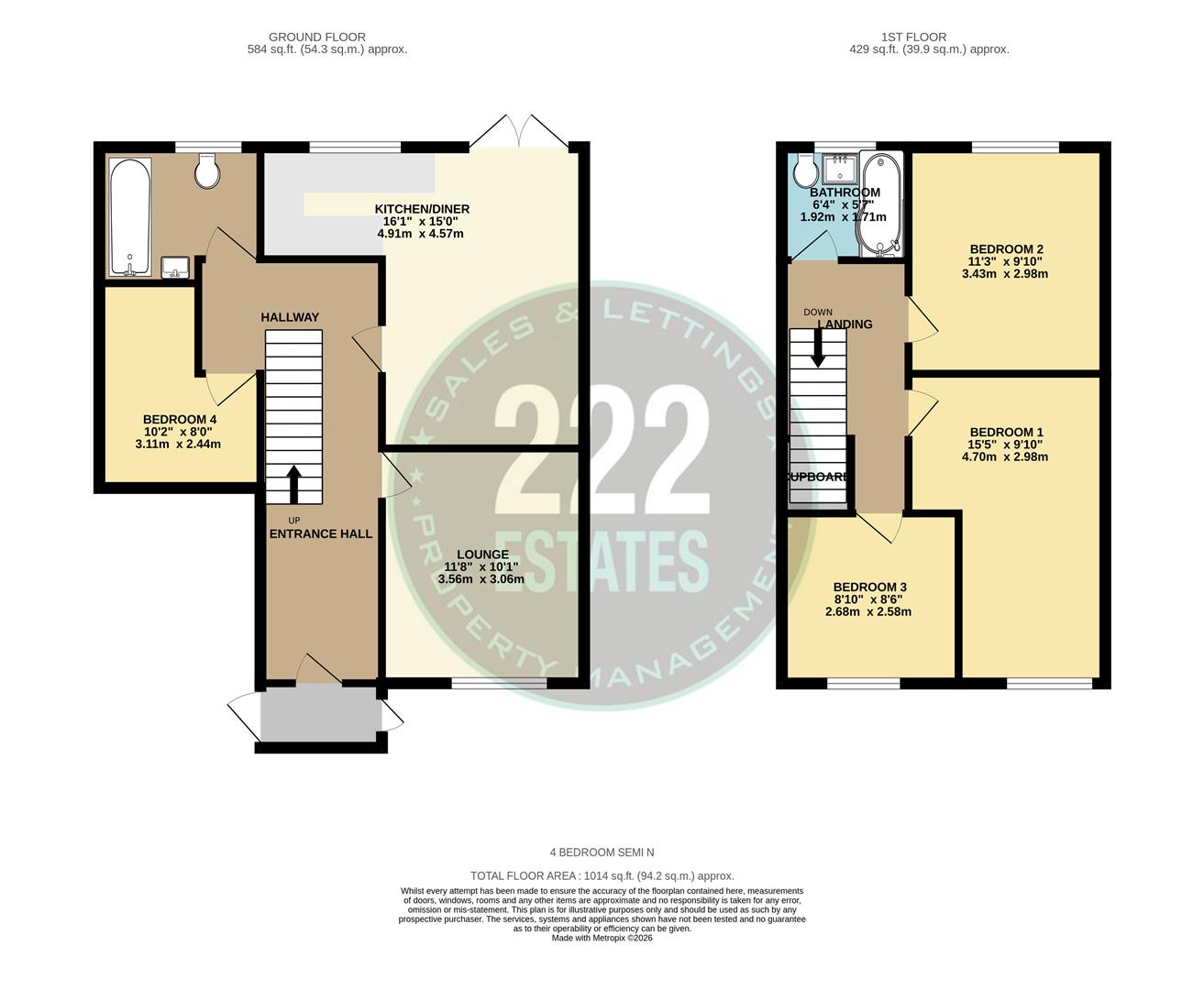Floorplan for Shiggins Close, Great Sankey, Warrington