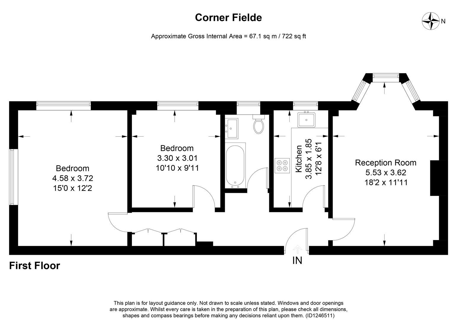 Floorplan for Corner Fielde, Streatham Hill, London