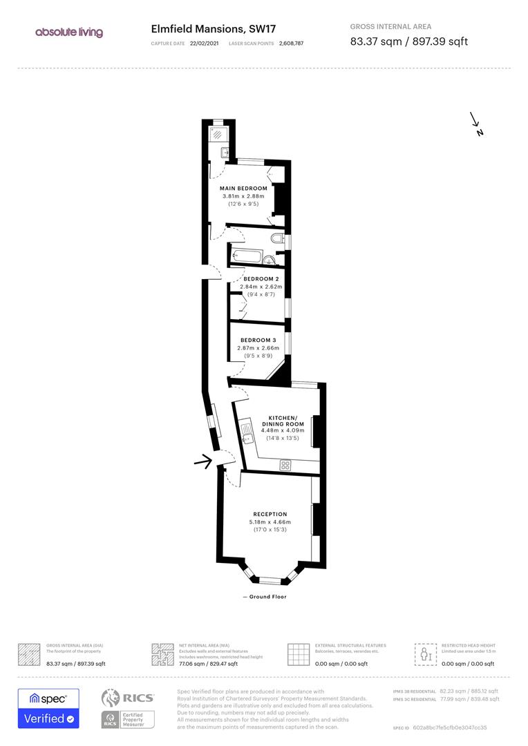 Floorplan for Elmfield Mansions, Elmfield Road, Balham