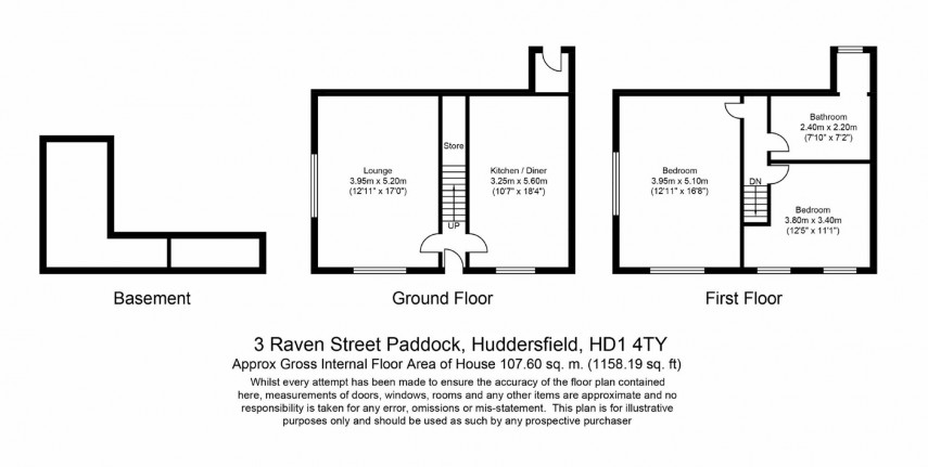 Floorplan for Raven Street, Paddock, Huddersfield