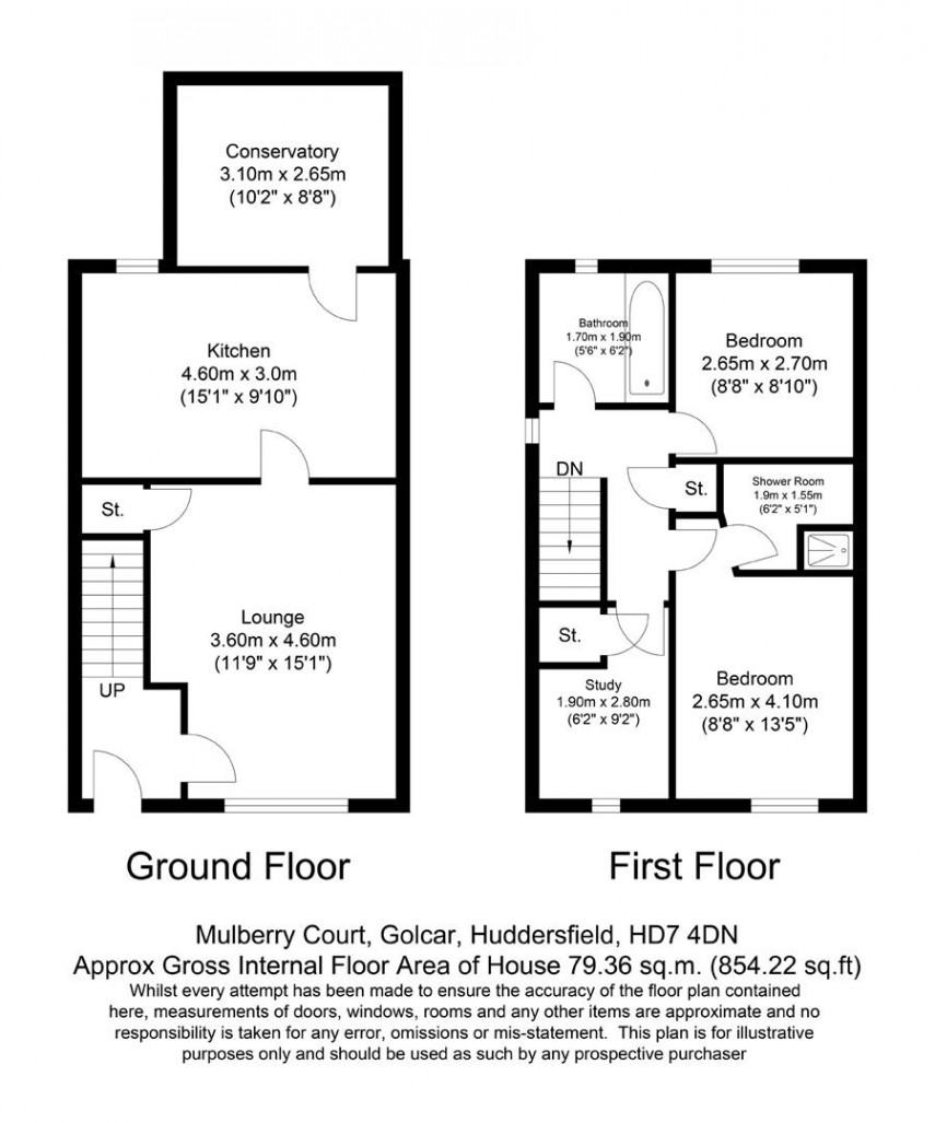 Floorplan for Mulberry Court, Golcar, Huddersfield