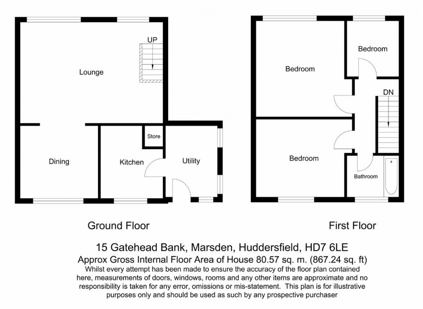 Floorplan for Gate Head Bank, Marsden, Huddersfield