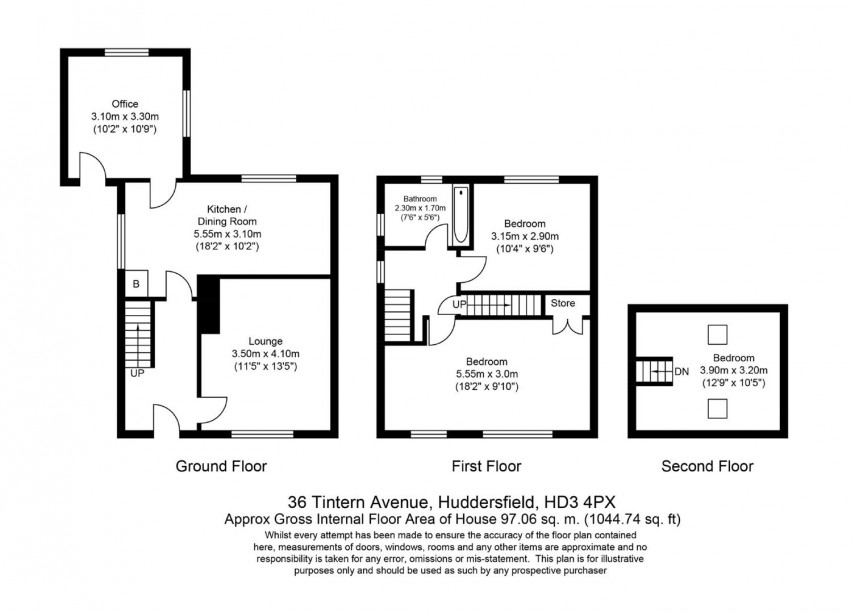 Floorplan for Tintern Avenue, Huddersfield