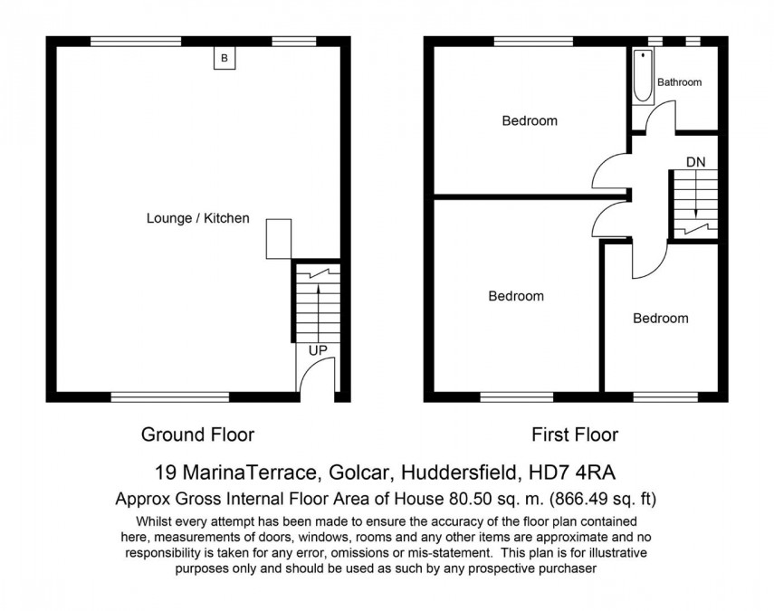 Floorplan for Marina Terrace, Golcar, Huddersfield