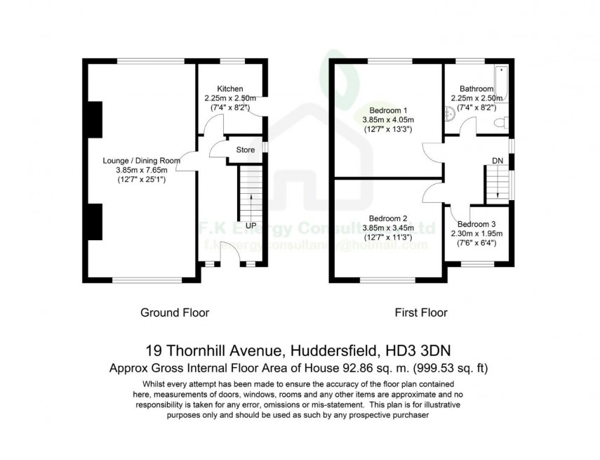 Floorplan for Thornhill Avenue, Lindley, Huddersfield