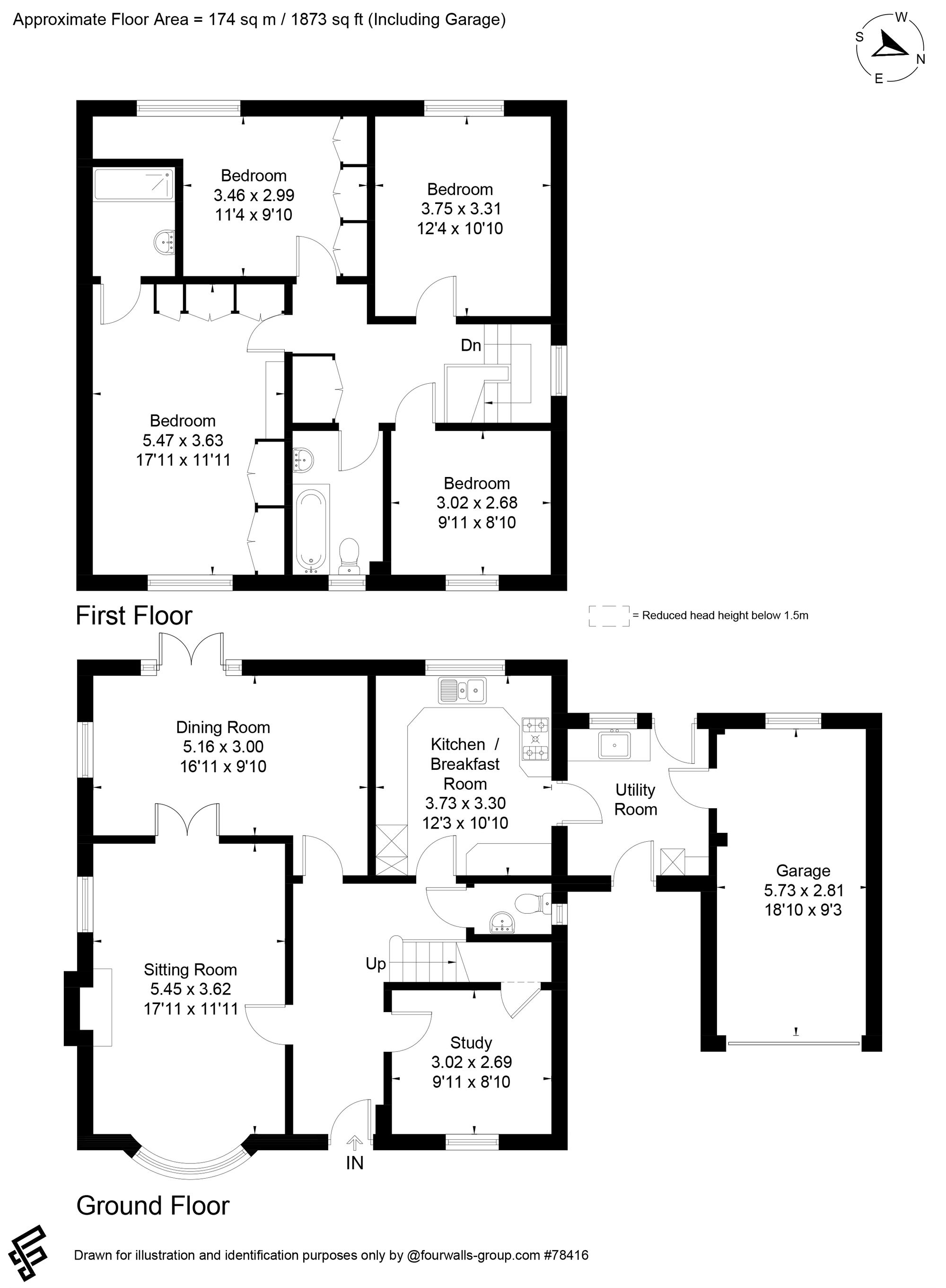 Floorplan for Coniston Drive, Farnham, GU9