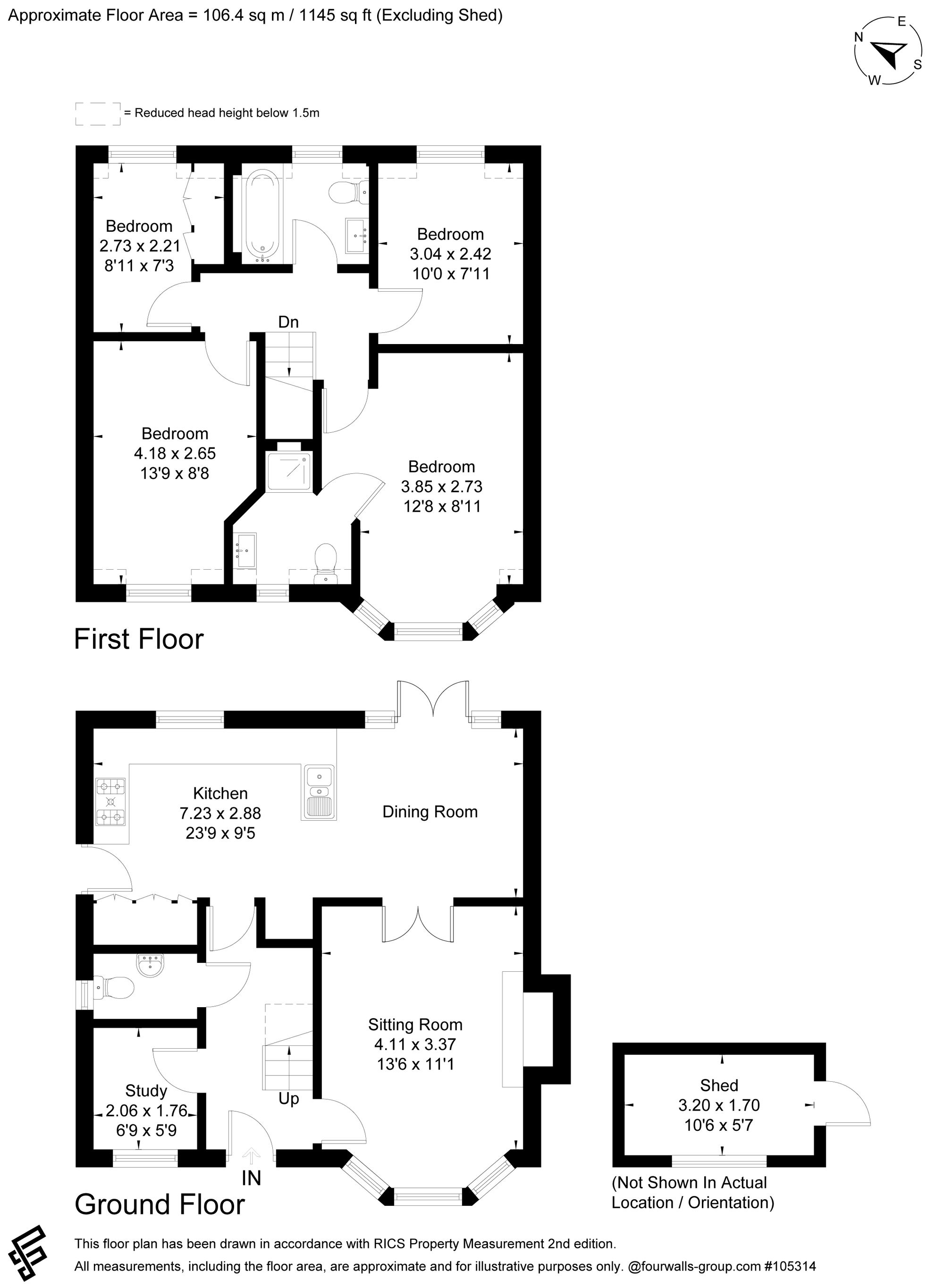 Floorplan for Aveley Lane, Farnham, GU9