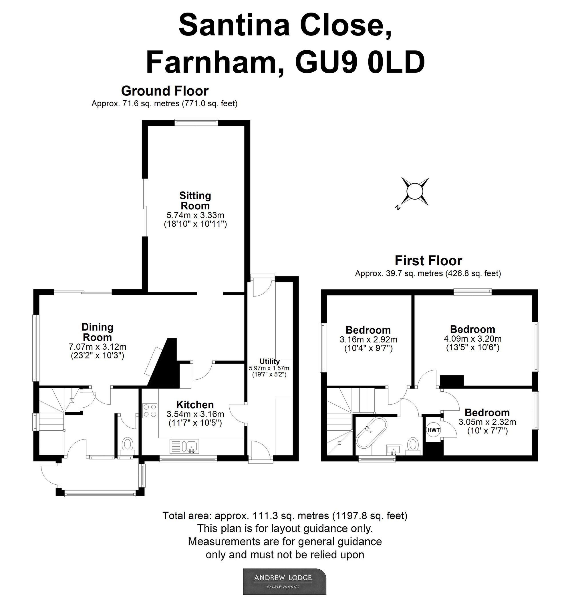Floorplan for Santina Close, Farnham, GU9