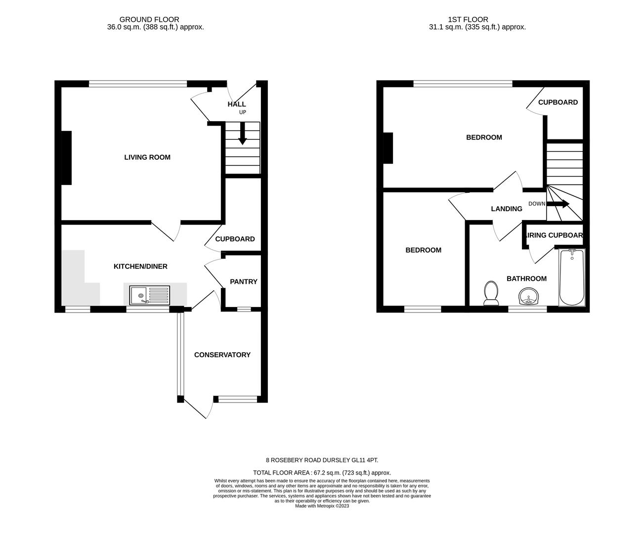 Floorplan for Rosebery Road, Dursley