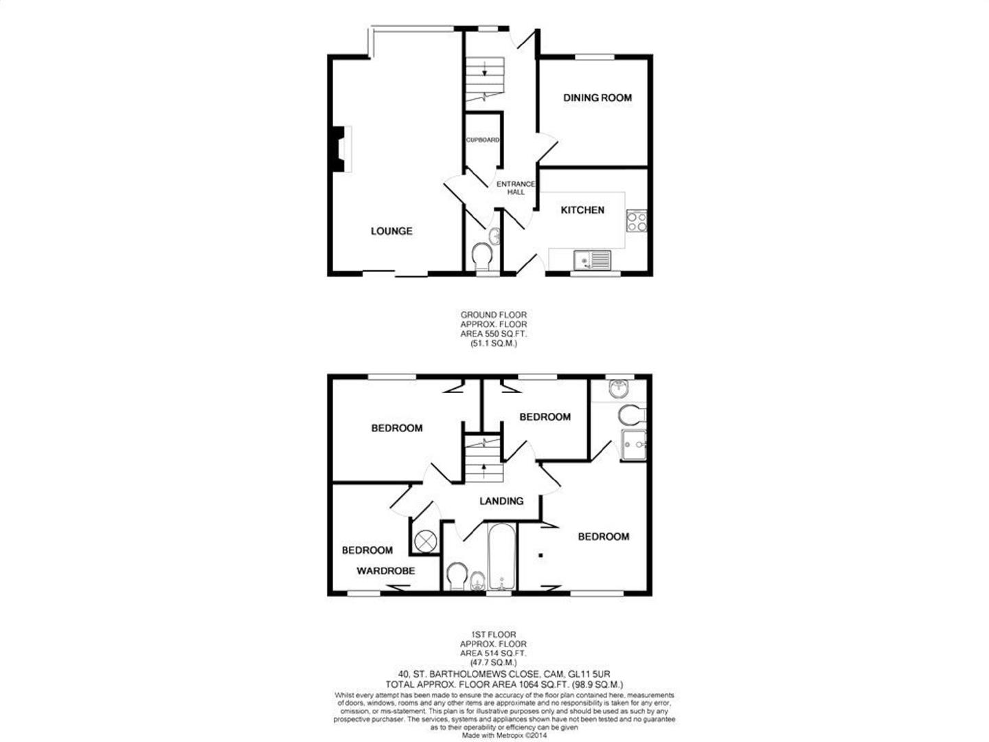 Floorplan for St Bartholomews Close, Cam