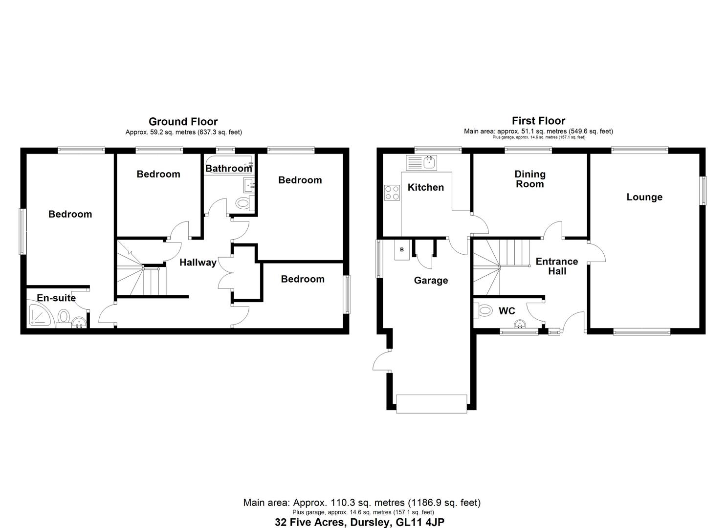 Floorplan for Five Acres, Dursley