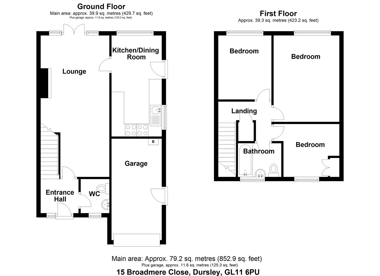 Floorplan for Broadmere Close, Dursley