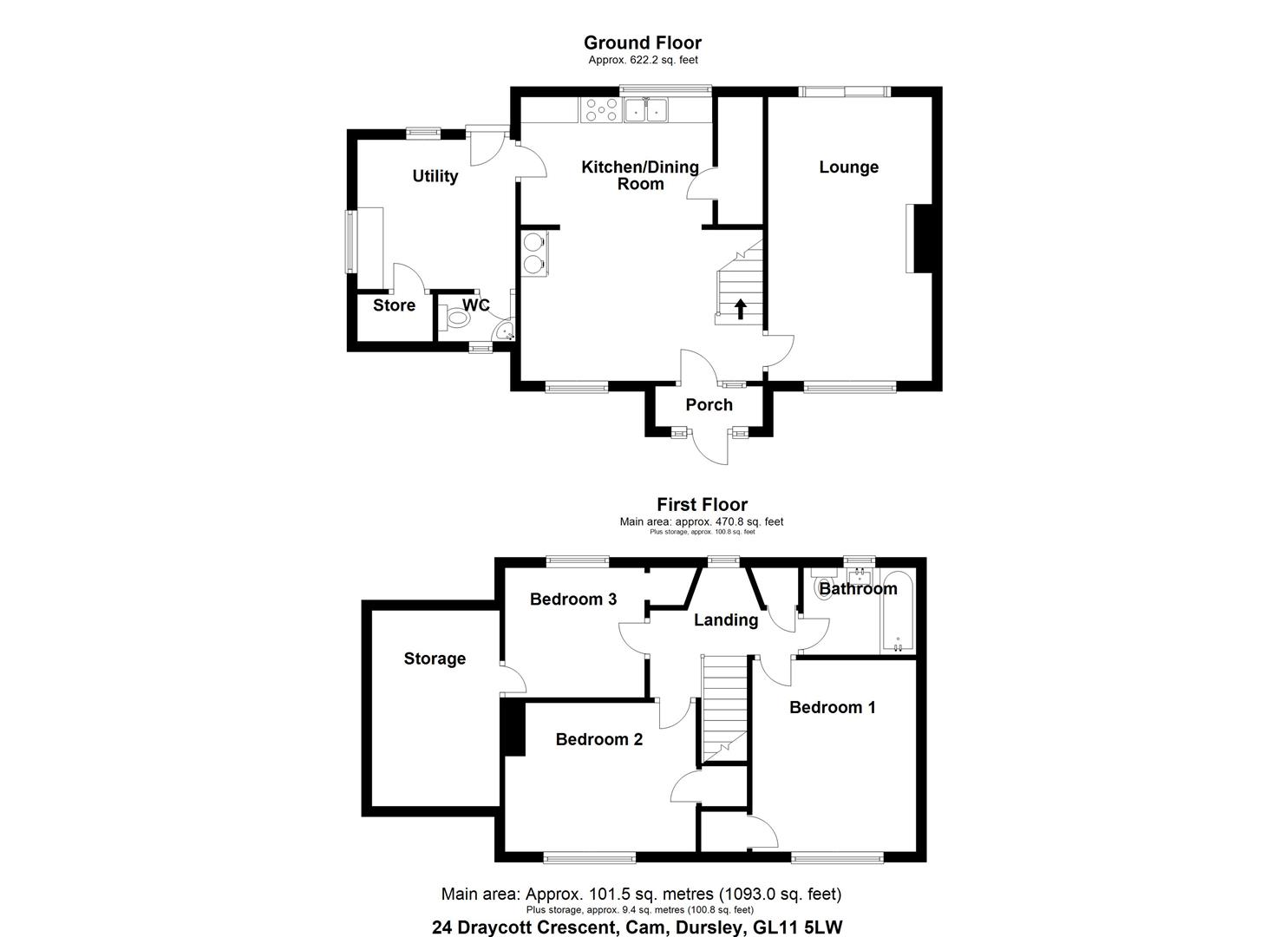 Floorplan for Draycott Crescent, Cam, Dursley