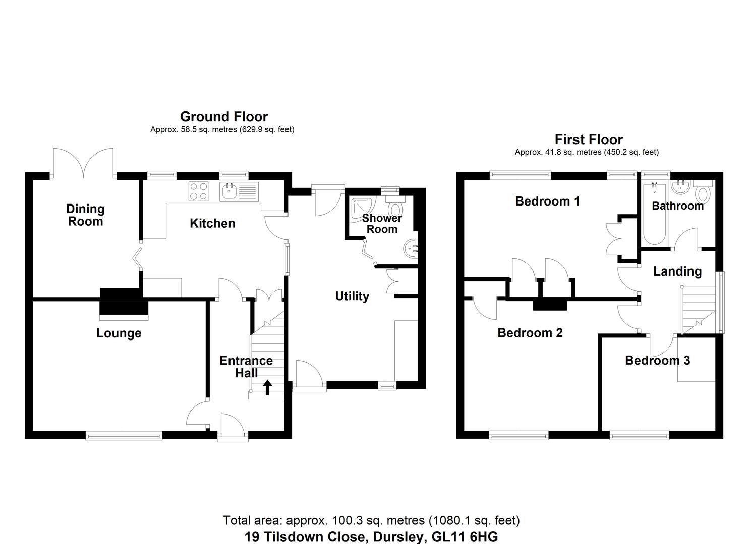 Floorplan for Tilsdown Close, Cam
