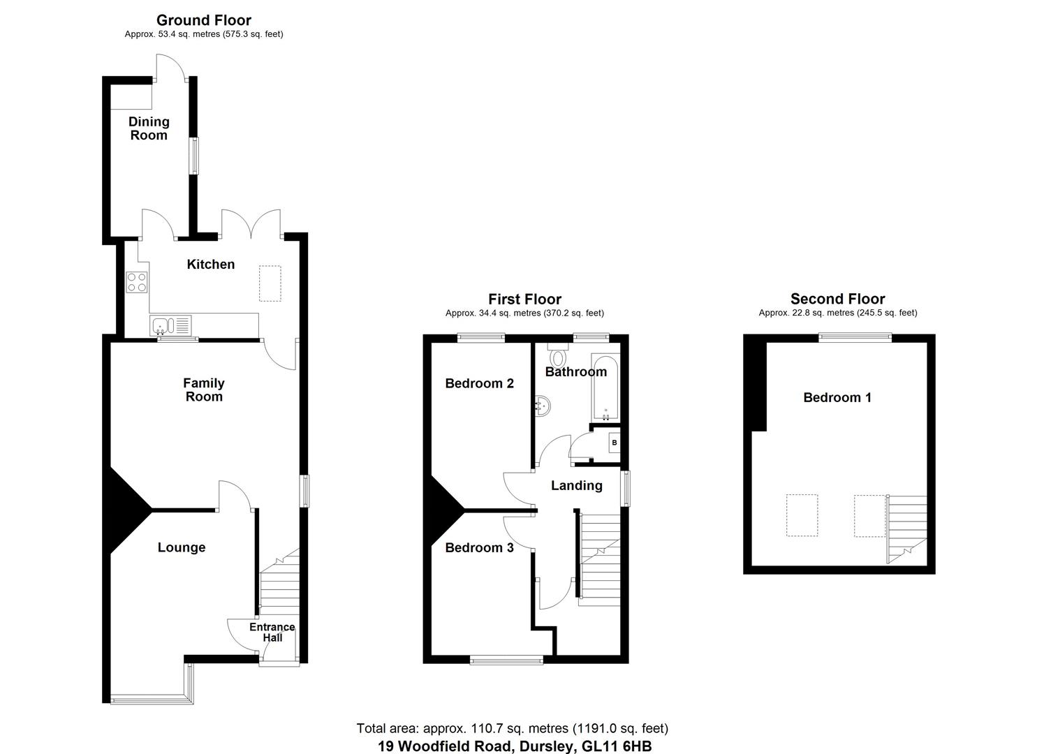 Floorplan for Woodfield Road, Dursley