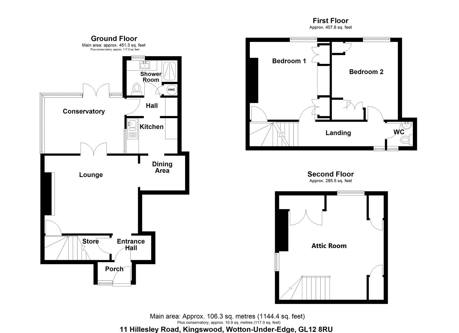 Floorplan for Hillesley Road, Kingswood, Wotton-Under-Edge