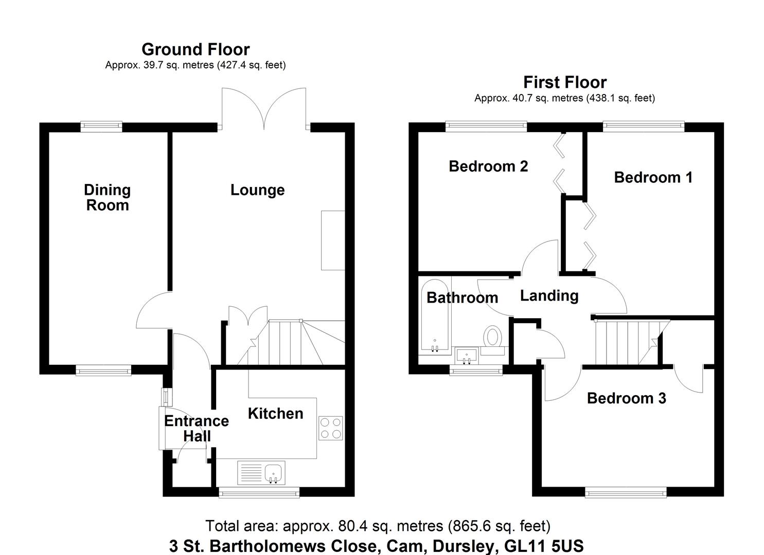 Floorplan for St. Bartholomews Close, Cam