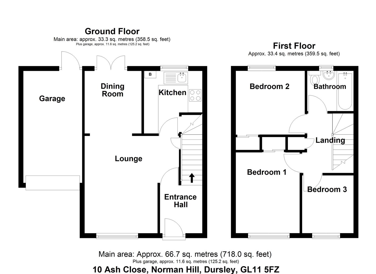 Floorplan for Ash Close, Norman Hill, Dursley