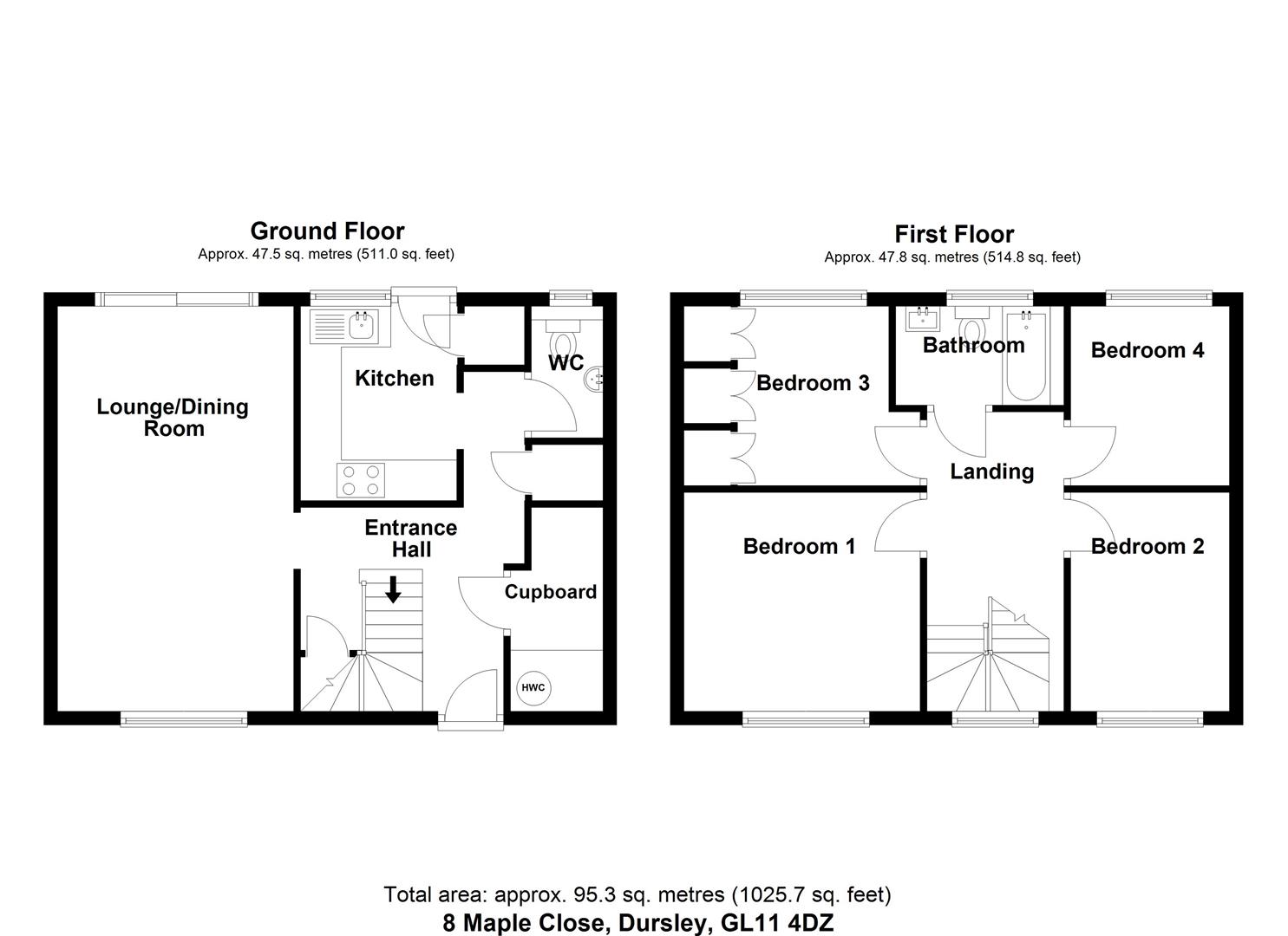 Floorplan for Maple Close, Dursley
