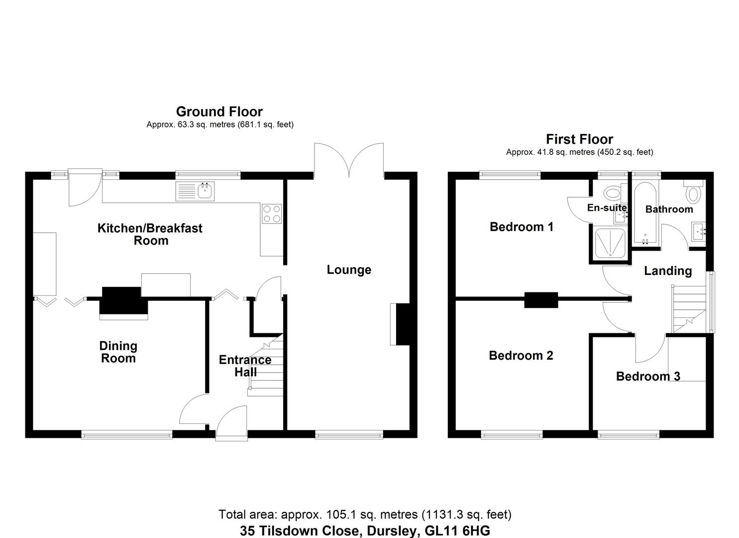 Floorplan for Tilsdown Close, Dursley