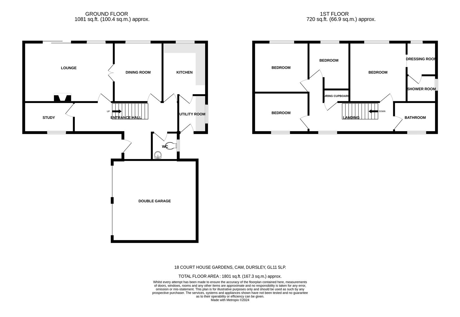 Floorplan for 18 Court House Gardens, Cam