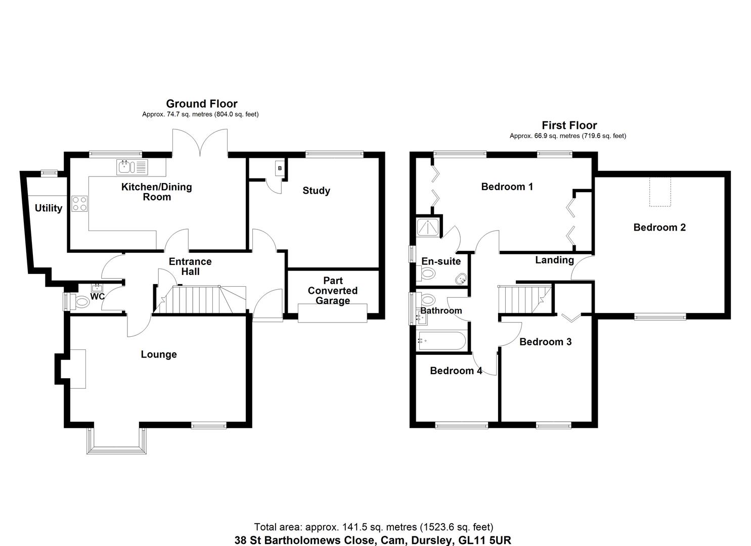 Floorplan for St Bartholomews Close, Cam
