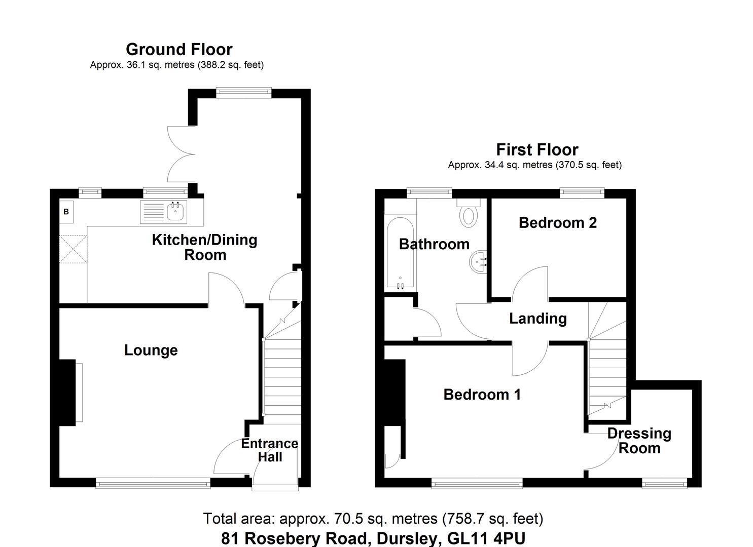 Floorplan for Rosebery Road, Dursley