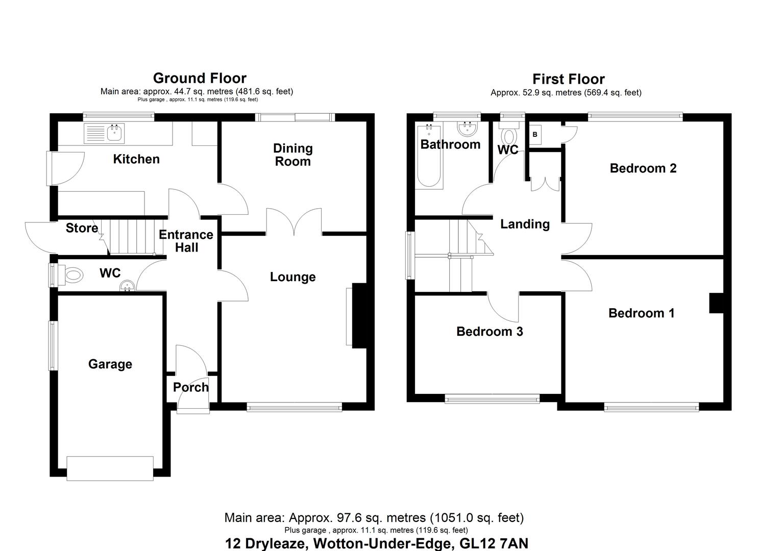Floorplan for Dryleaze, Wotton-Under-Edge