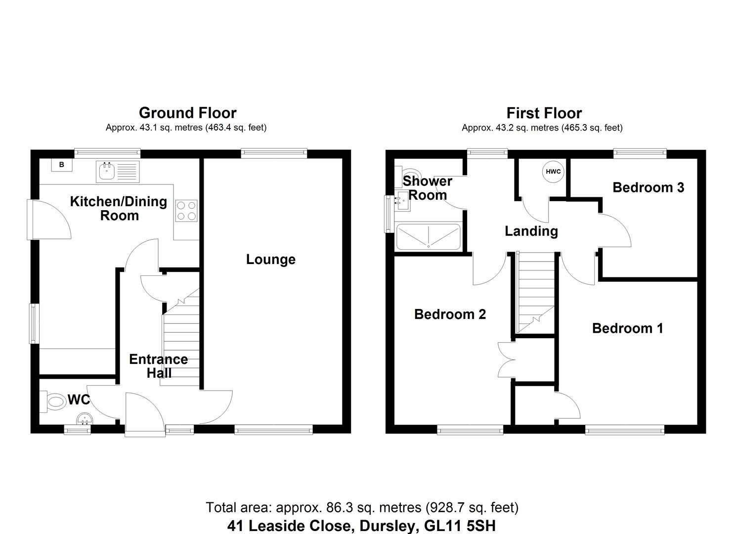 Floorplan for Leaside Close, Cam, Dursley