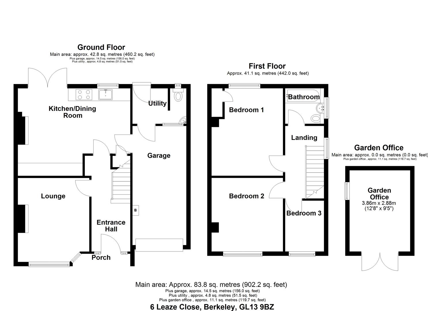 Floorplan for Leaze Close, Berkeley