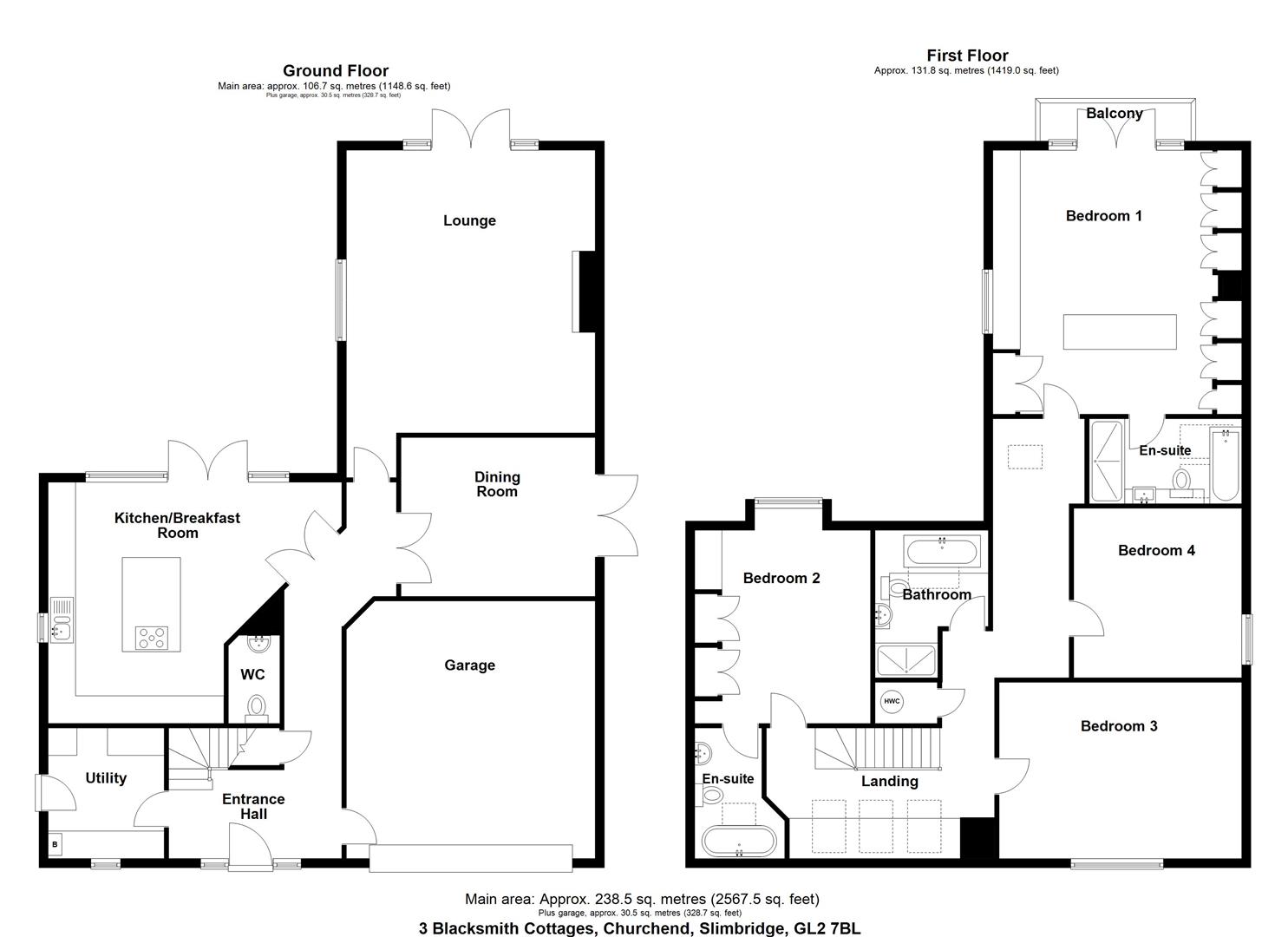 Floorplan for Blacksmith Cottages, Churchend, Slimbridge