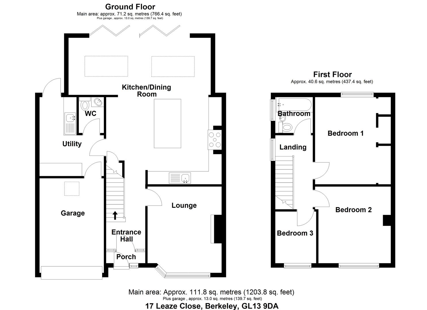 Floorplan for Leaze Close, Berkeley
