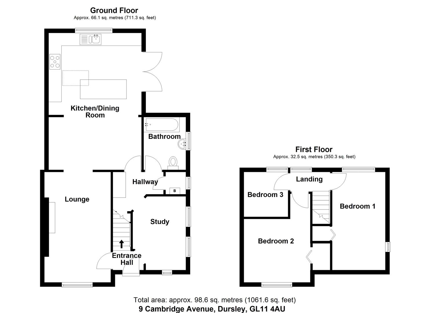 Floorplan for Cambridge Avenue, Dursley