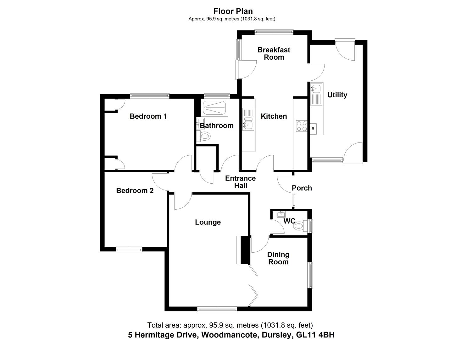 Floorplan for Hermitage Drive, Woodmancote, Dursley