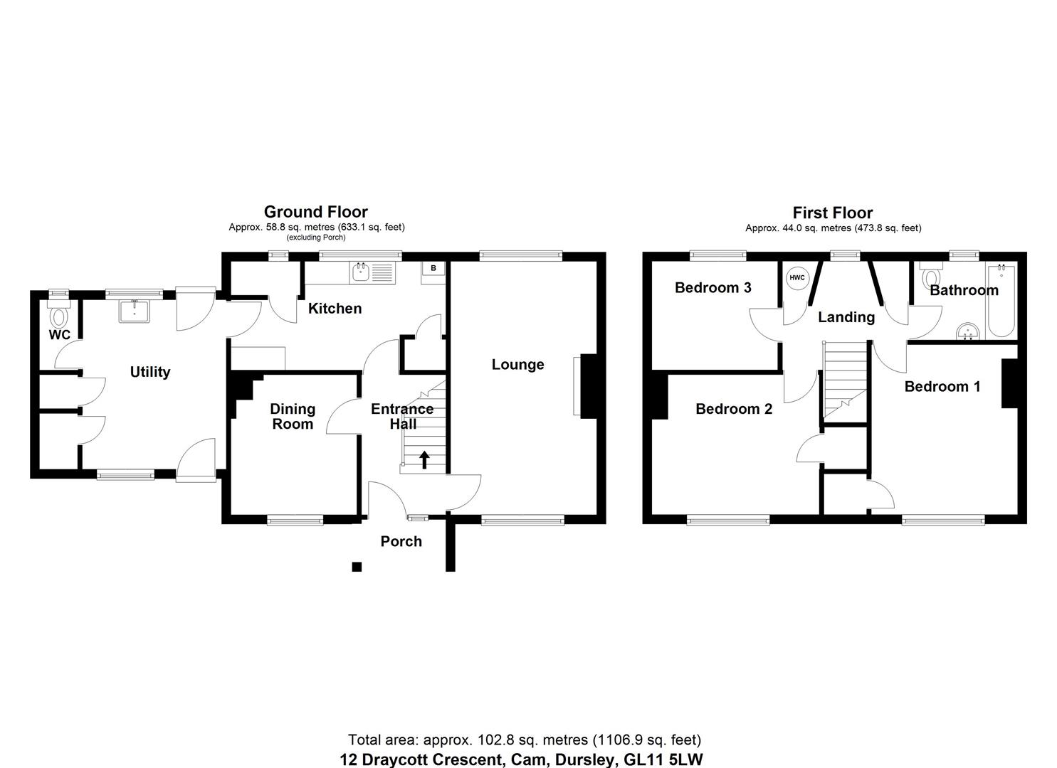 Floorplan for Draycott Crescent, Cam, Dursley