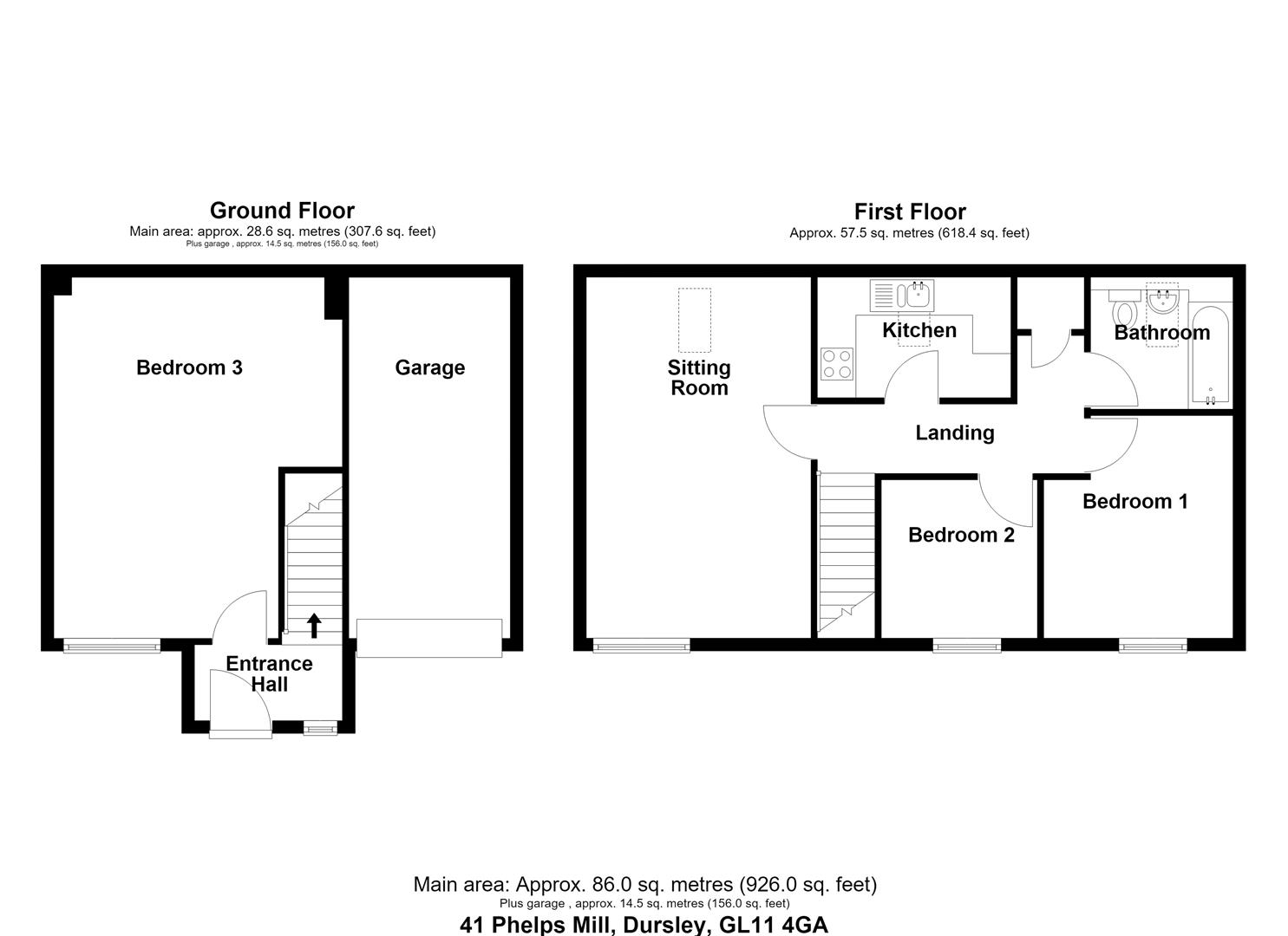 Floorplan for Phelps Mill Close, Dursley