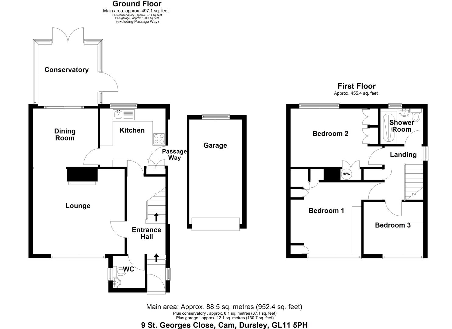 Floorplan for St. Georges Close, Cam, Dursley