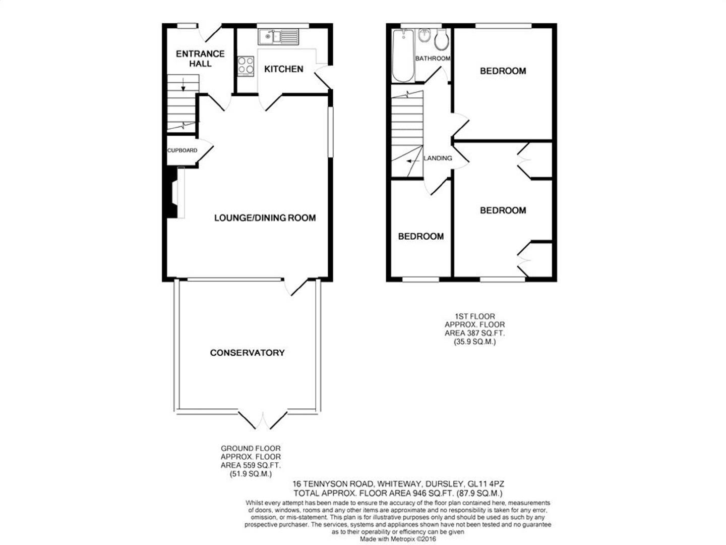 Floorplan for Tennyson Road, Dursley