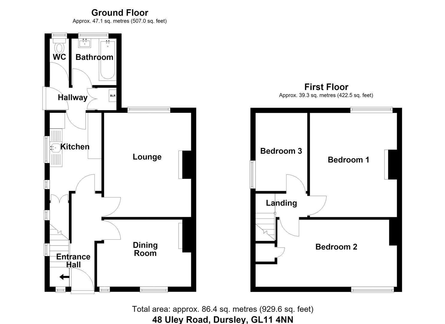Floorplan for Uley Road, Dursley