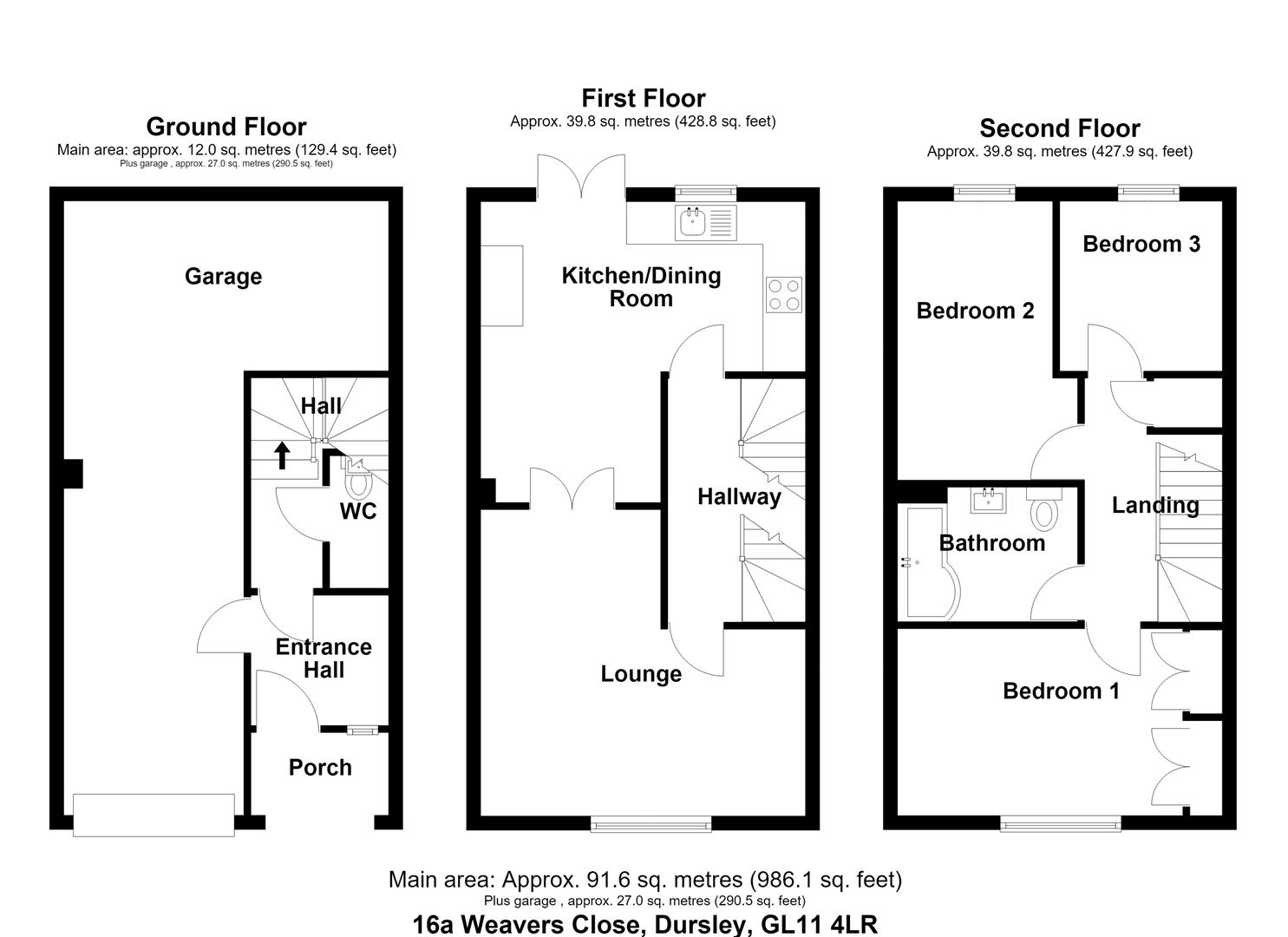 Floorplan for Weavers Close, Dursley