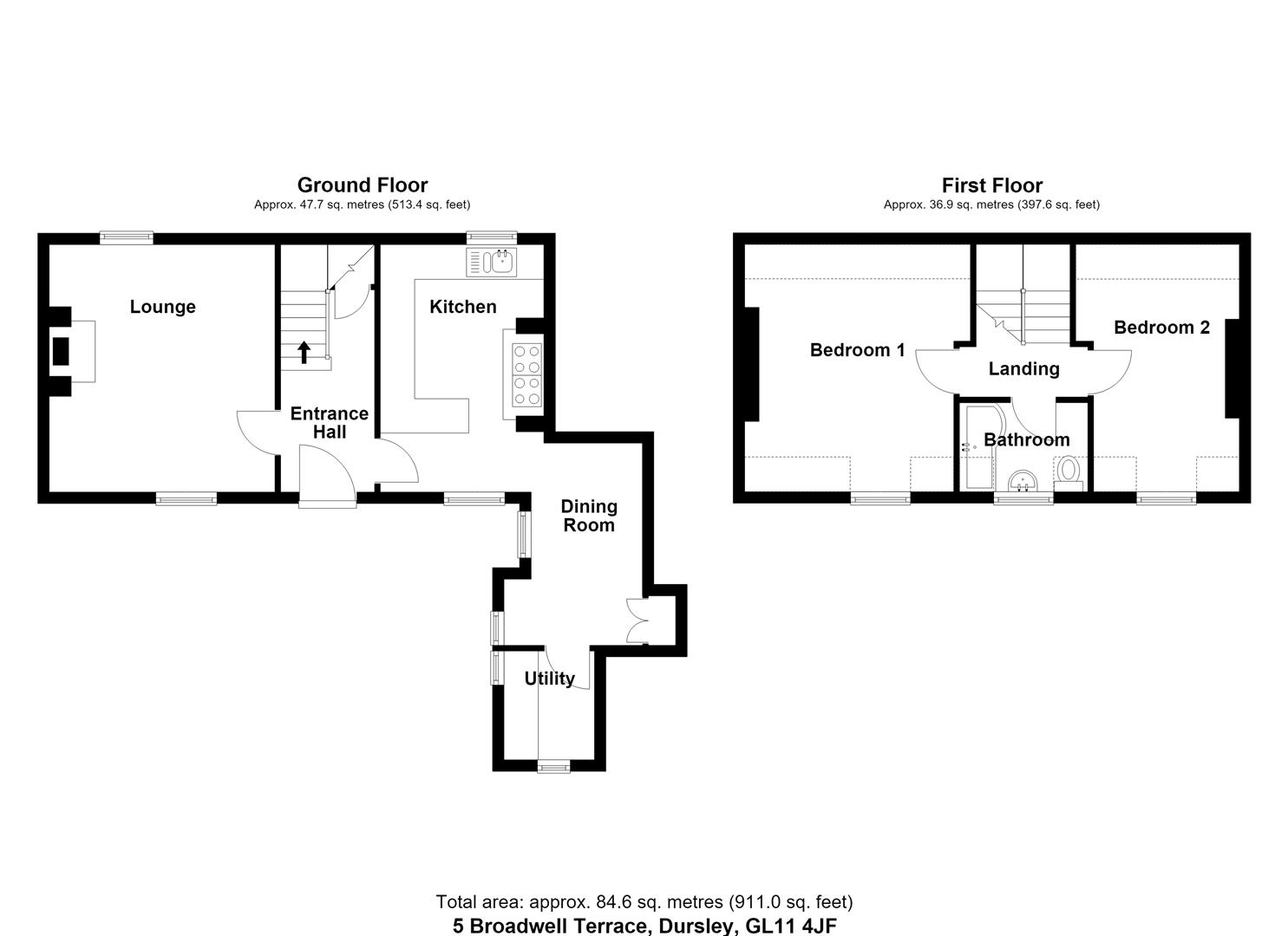 Floorplan for Broadwell Terrace, Dursley