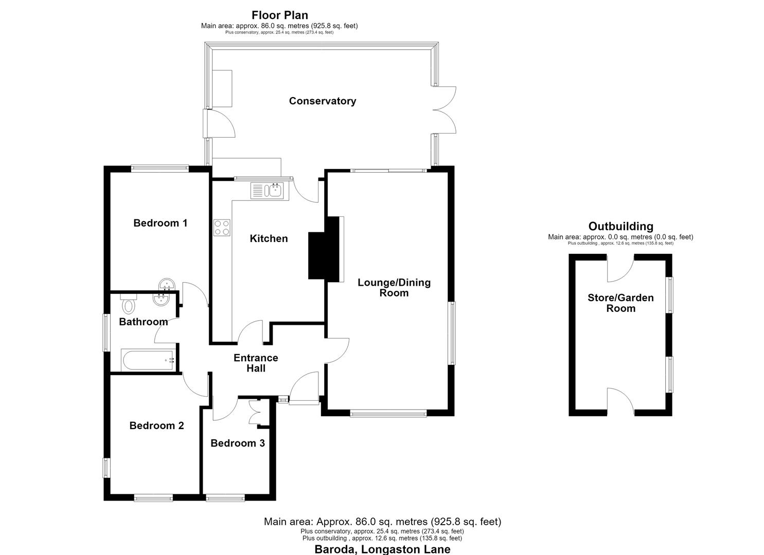 Floorplan for Longaston Lane Slimbridge